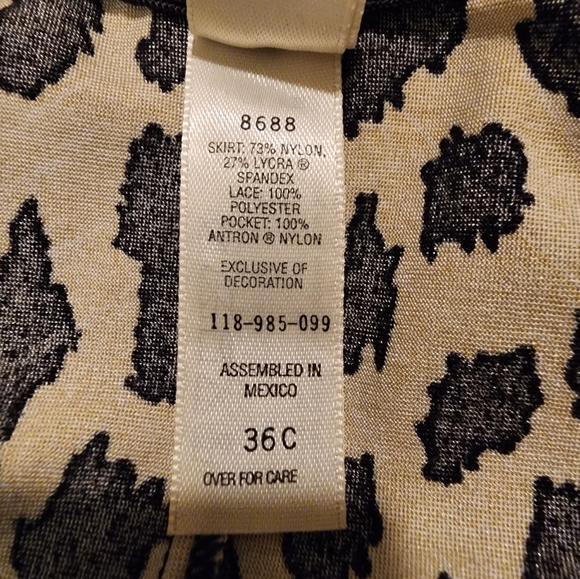 VINTAGE VICTORIAS SECRET 2ND SKIN ANIMAL PRINT MIRACLE BRA DRESS/SLIP 36C - Picture 14 of 16